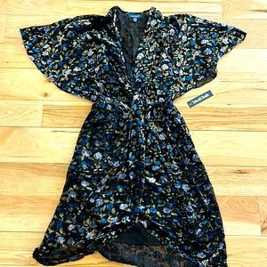 Modcloth Floral Velvet Dress - Black and Blue